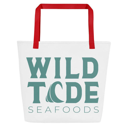 Wild Tide Seafoods All-Over Print Large Tote Bag - Wild Tide Seafoods